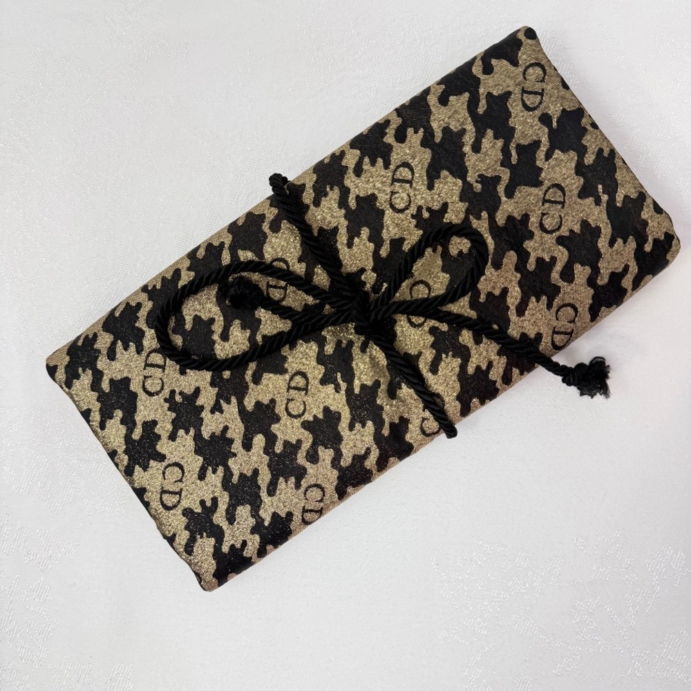 Vintage Christian Dior Houndstooth Travel Jewelry Organizer Roll Case CD gold - Picture 16 of 16